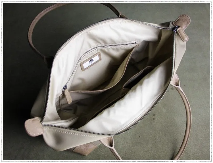Womens Navy Nylon Shoulder Tote Large Navy&Light Gray Nylon Handbag Purse for Ladies