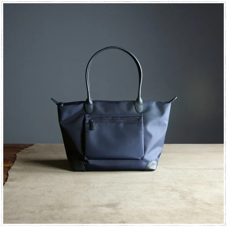 Womens Navy Nylon Shoulder Tote Large Navy&Light Gray Nylon Handbag Purse for Ladies