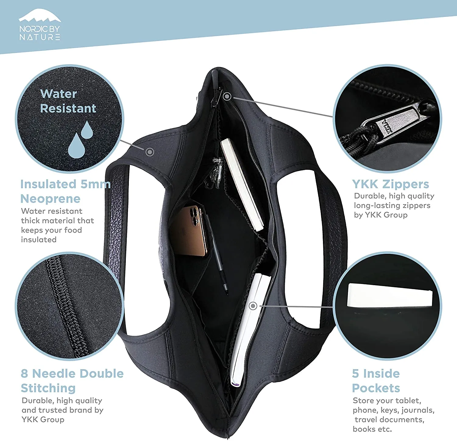 Women's Soft Tote Shoulder Bag Neoprene Handbag Laptop Computer Travel Bag Purse