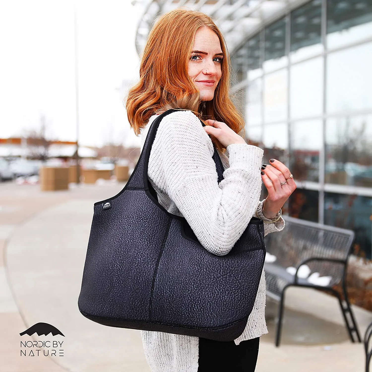 Women's Soft Tote Shoulder Bag Neoprene Handbag Laptop Computer Travel Bag Purse