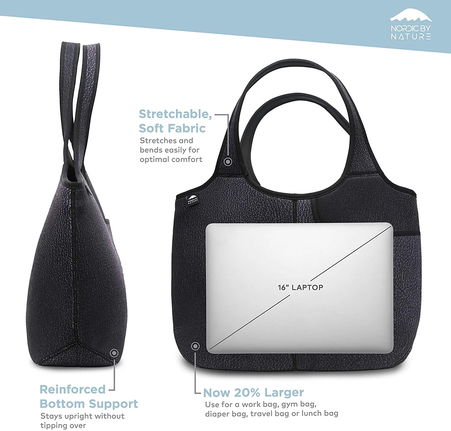 Women's Soft Tote Shoulder Bag Neoprene Handbag Laptop Computer Travel Bag Purse