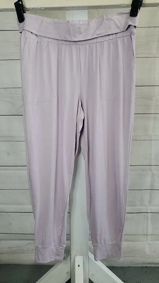 XLARGE LILAC A469368 Denim & Co. Comfort Zone Jersey Foldover Waist Jogger PANTS