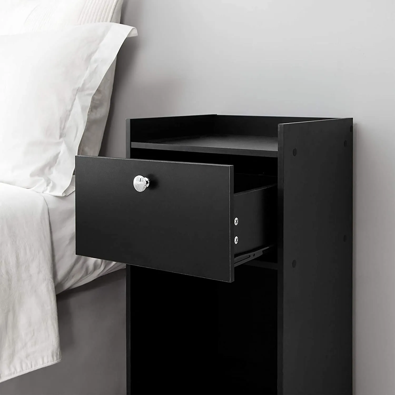 Yak About It Extra Tall Nightstand - Black! Ideal extra tall nightstand for raised beds