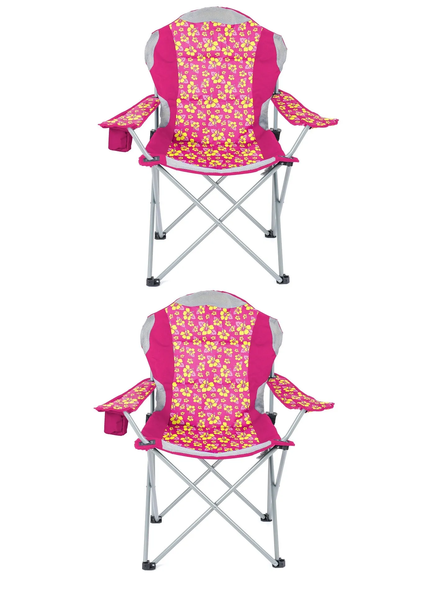 Yello Folding Padded Beach Chair For Camping, Fishing Or Beach - Pink