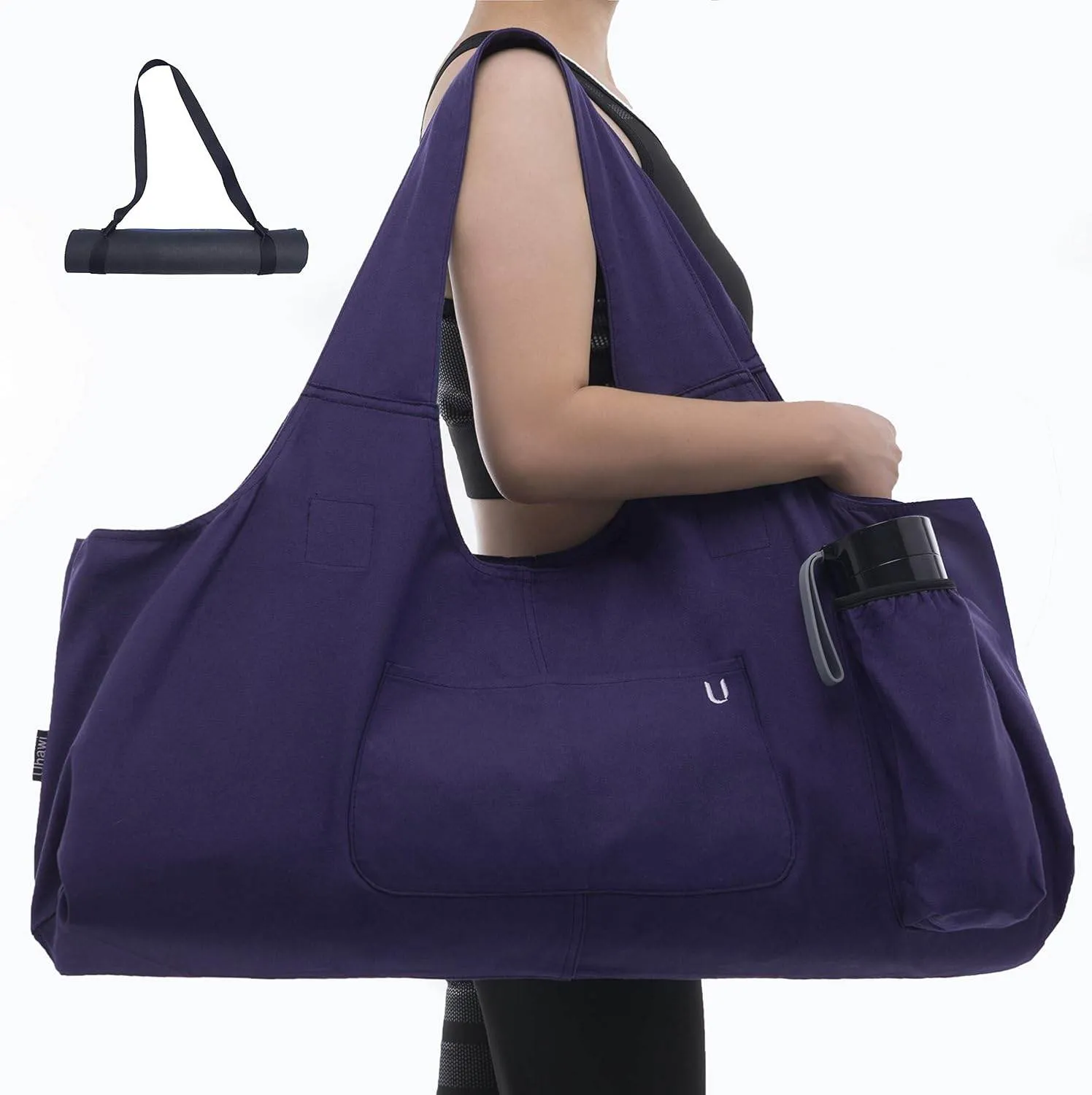 Yoga Mat Bag Large Yoga Mat Tote Sling Carrier with 4 Pockets Fits All Size Mats With Multi-Functional Storage Pockets Light And Durable（With Yoga Mat Carrying Strap）