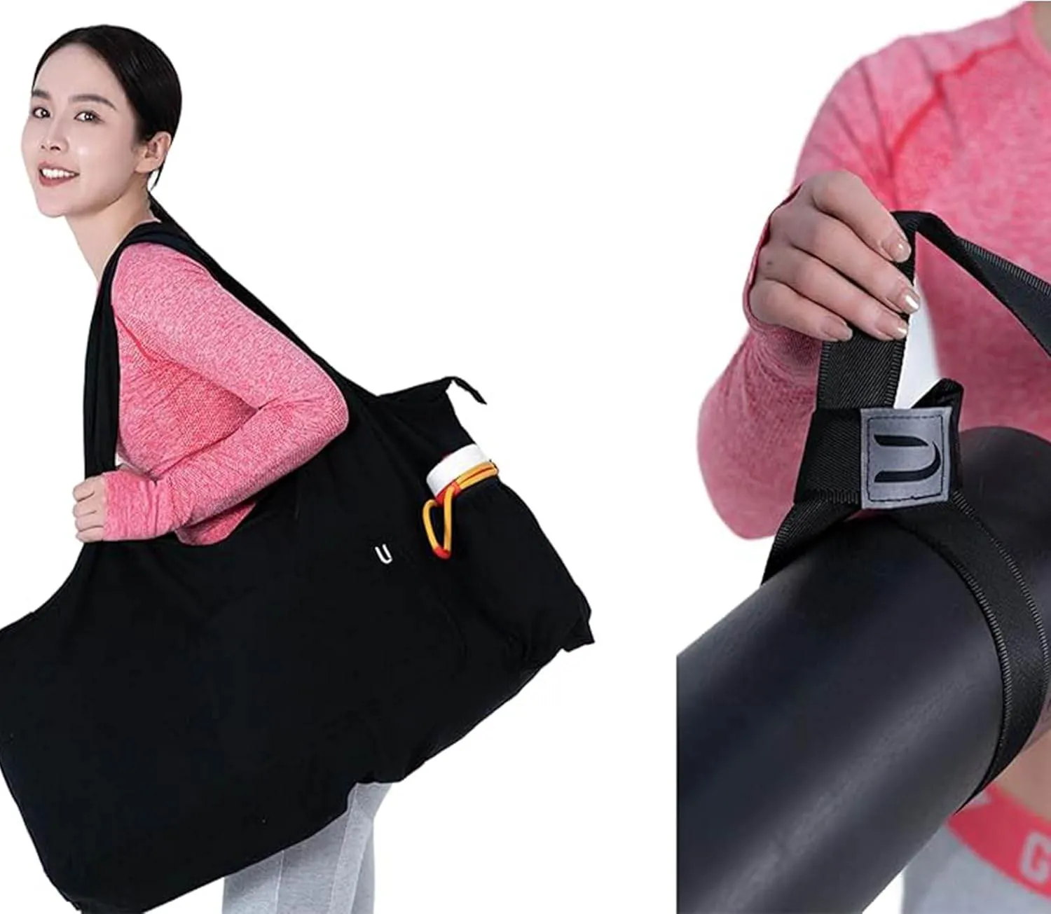 Yoga Mat Bag Large Yoga Mat Tote Sling Carrier with 4 Pockets Fits All Size Mats With Multi-Functional Storage Pockets Light And Durable（With Yoga Mat Carrying Strap）