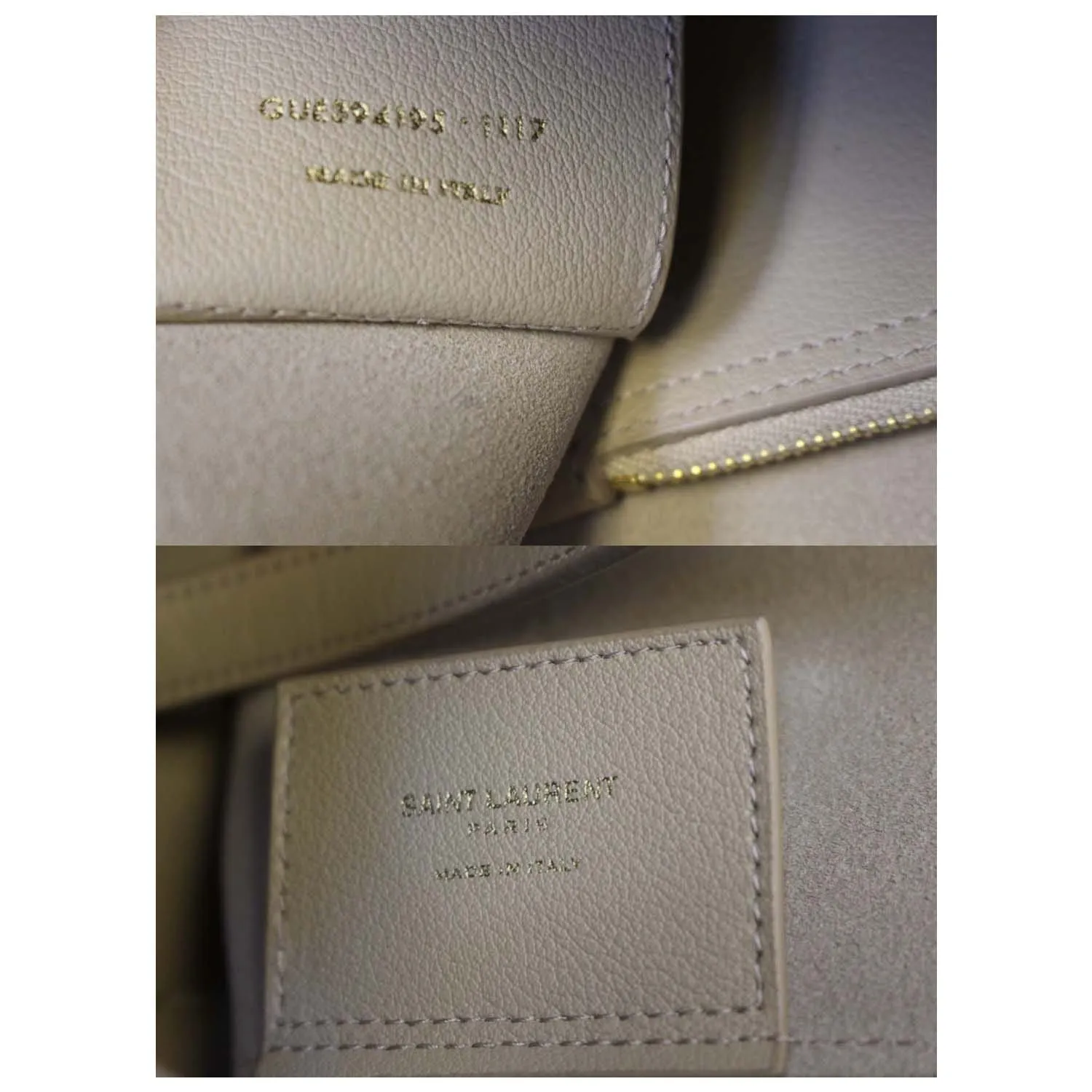 YVES Saint Laurent East/West Leather Shopping Tote Bag Beige