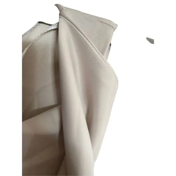 Zara NWT women’s satin effect beige shimmer sleeveless dress midi S/M
